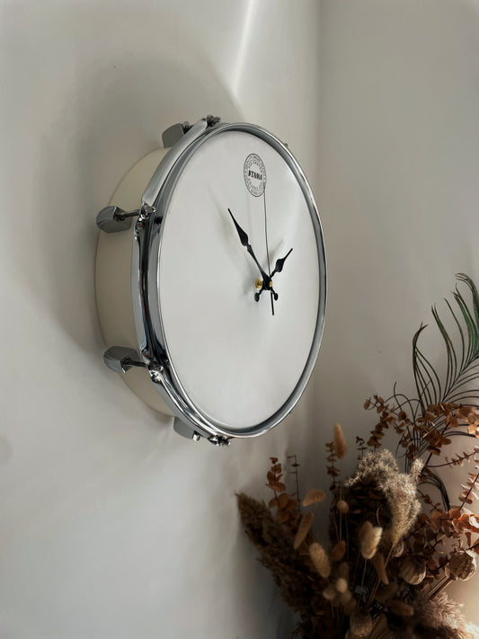 TAMA Drum Clock / Wall Feature 14” Drum Clock / Antique White / Upcycled Drum