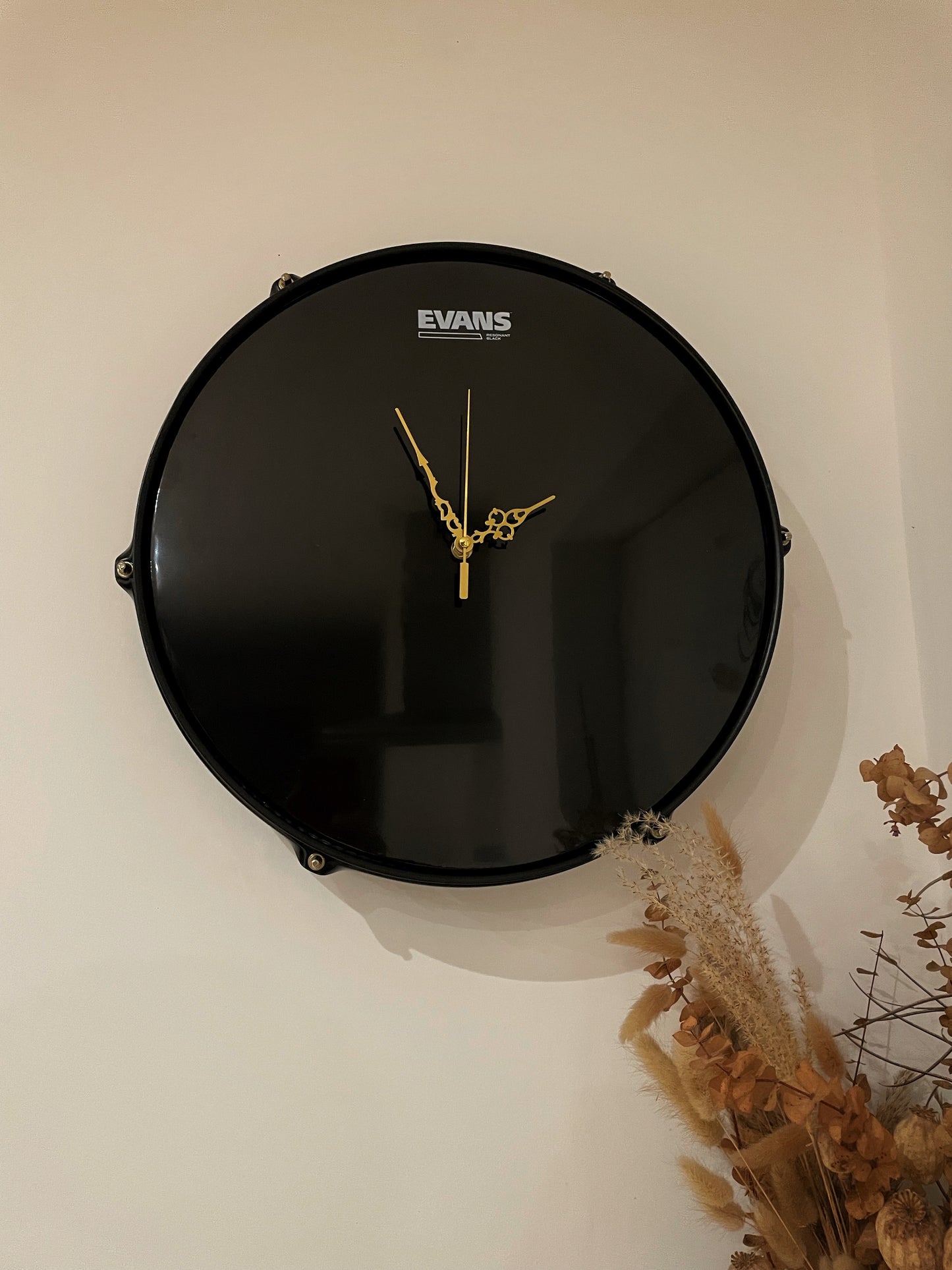 EVANS Drum Clock / Wall Mounted 16” Drum Clock / Navy / Upcycled Drum