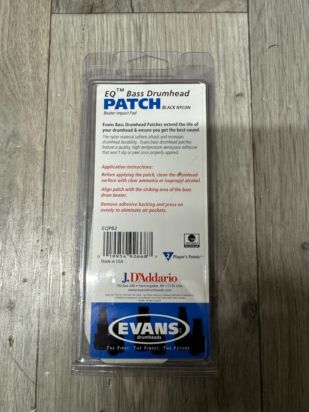 EVANS EQ Bass Drumhead Patch (Double Pedal) x1 / Accessory #WA32