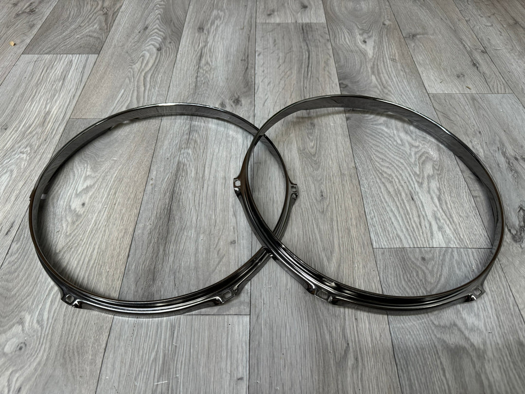 TAMA 12” Drum Hoops Rims 6-Lug Hardware Tension / Black Chrome #WK29
