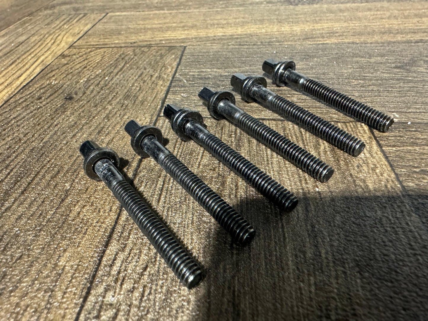 TAMA Black Nickel Drum Tension Rods 58mm Screws Tom Hardware x6 #ND89