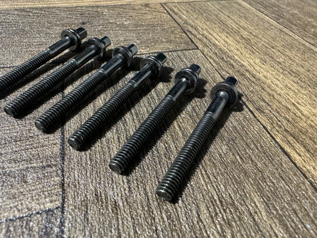 TAMA Black Nickel Drum Tension Rods 63mm Screws Tom Hardware x6 #ND90