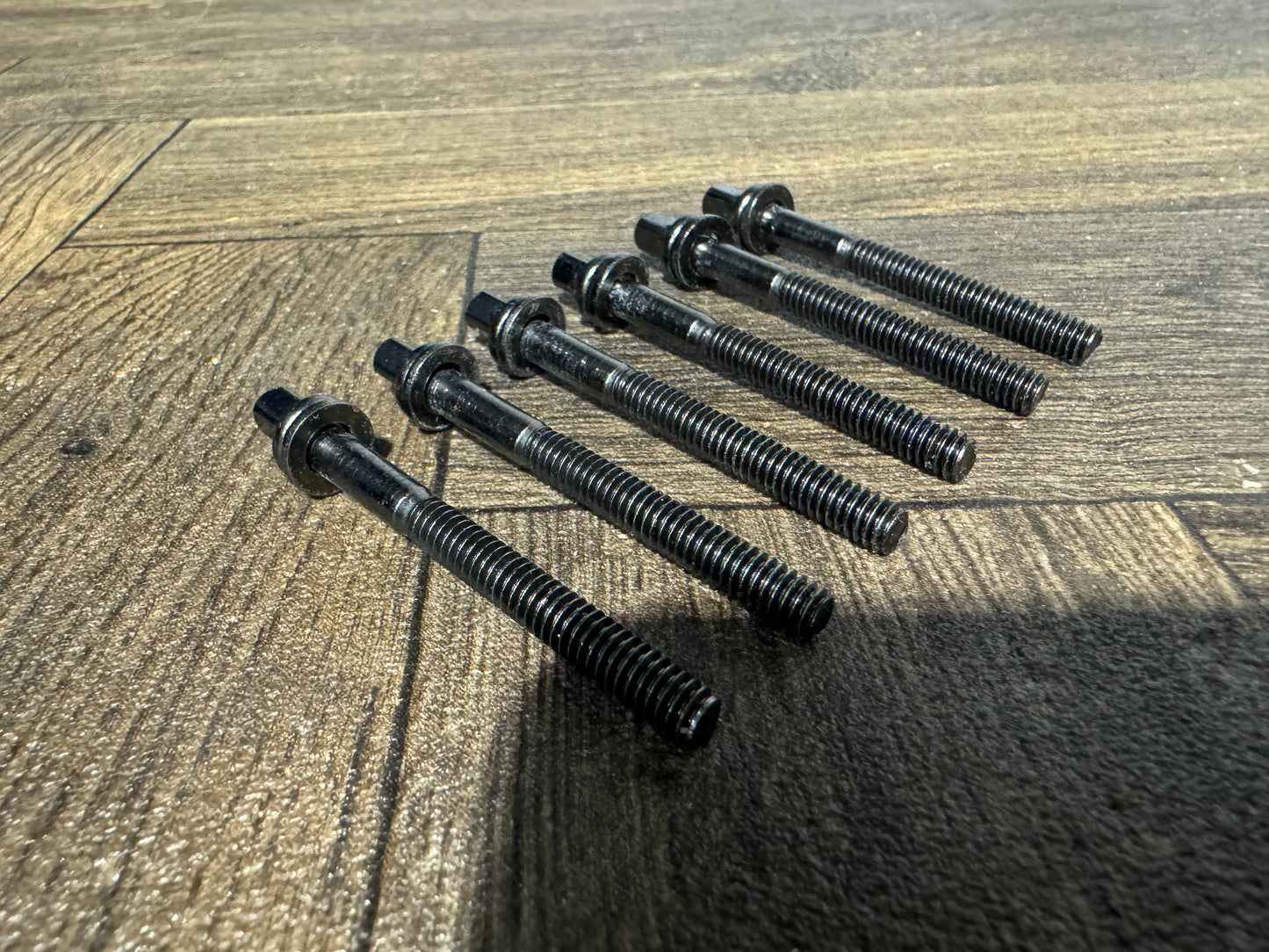 TAMA Black Nickel Drum Tension Rods 63mm Screws Tom Hardware x6 #ND90