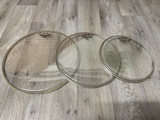 REMO Emperor Clear Tom Drum Heads Set Of 3 / Fusion Size #VG77