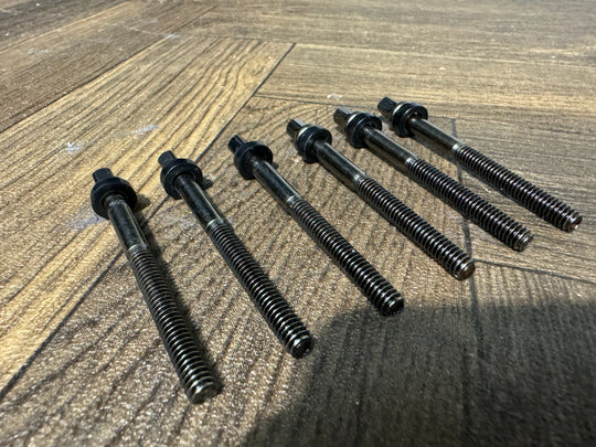 TAMA Black Nickel Drum Tension Rods 72mm Screws Tom Hardware x6 #NM20