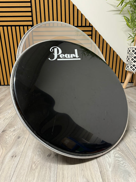 Pearl Bass 22" Drum Heads (Pair) / Black & Clear #OV48