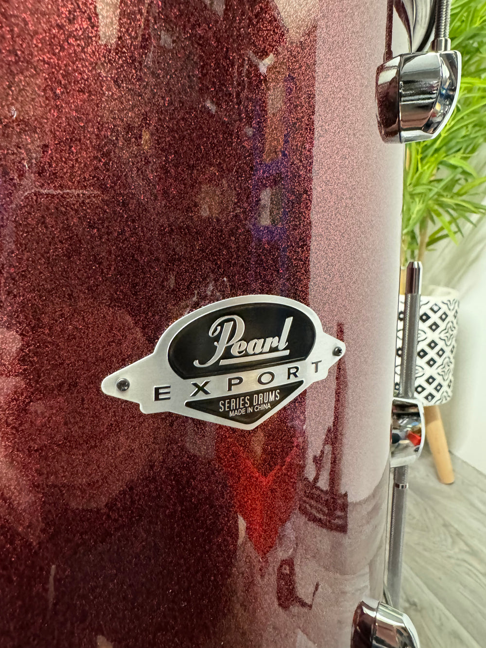 Pearl Export EXX 14” x 14” Floor Tom Drum with Legs / Red Sparkle #OV65