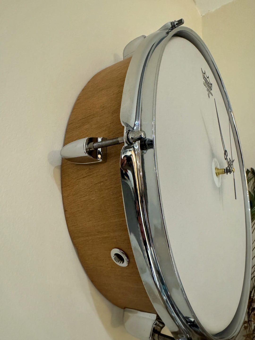 Remo Drum Clock / Wall Feature 14" Drum Clock / French Oak / Upcycle