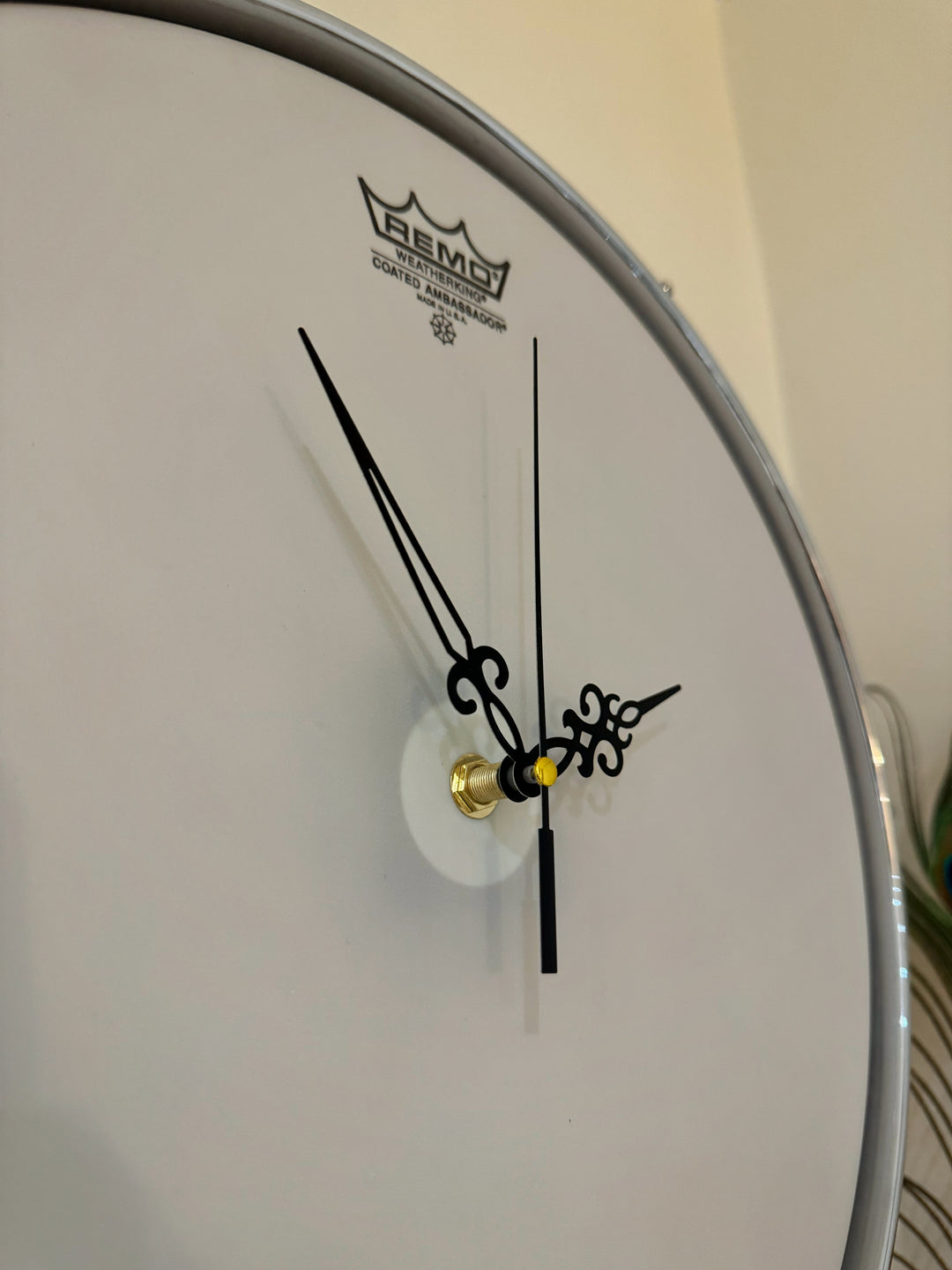 Remo Drum Clock / Wall Feature 14" Drum Clock / French Oak / Upcycle