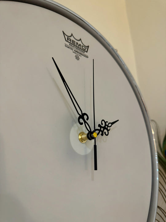 Remo Drum Clock / Wall Feature 14" Drum Clock / French Oak / Upcycle