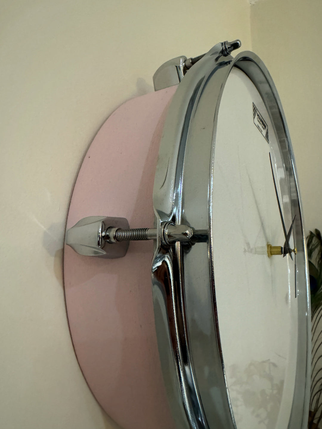 Aquarian Drum Clock / Wall Feature 14" Drum Clock / Dusty Pink / Upcycle