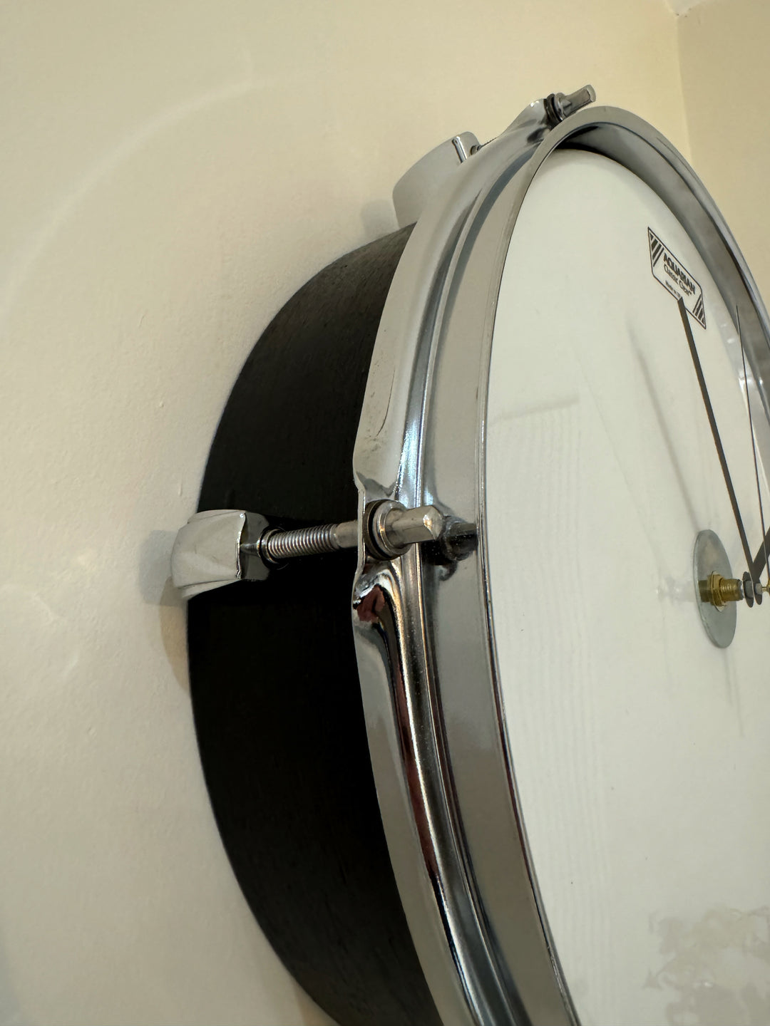 Aquarian Drum Clock / Wall Feature 12" Drum Clock / Black / Upcycle