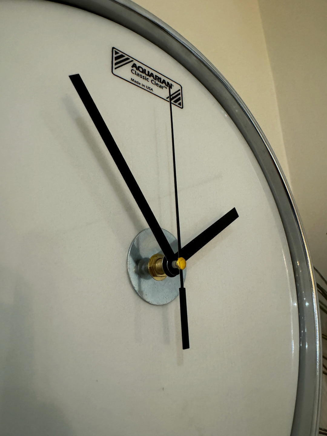 Aquarian Drum Clock / Wall Feature 12" Drum Clock / Black / Upcycle