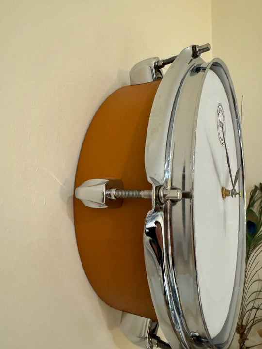 Aquarian Drum Clock / Wall Feature 10" Drum Clock / Burnt Orange / Upcycle