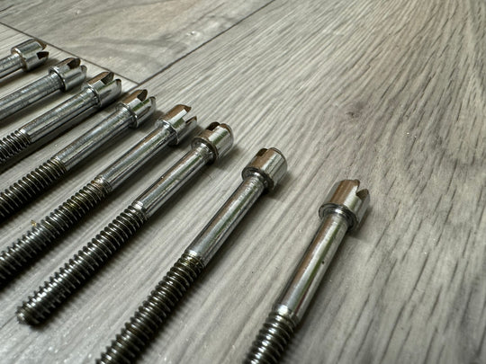 Vintage Slot Drum Tension Rods 60mm Screws / Hardware Spares x8 #VR123