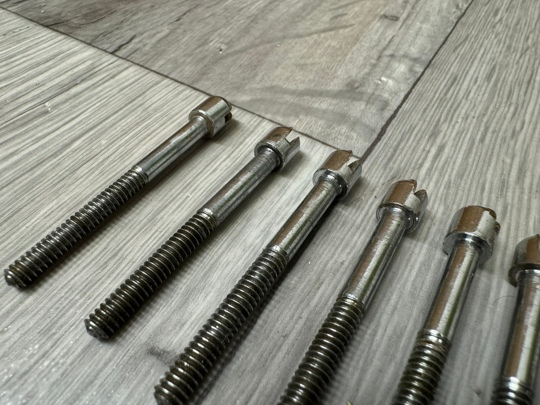 Vintage Slot Drum Tension Rods 60mm Screws / Hardware Spares x8 #VR123