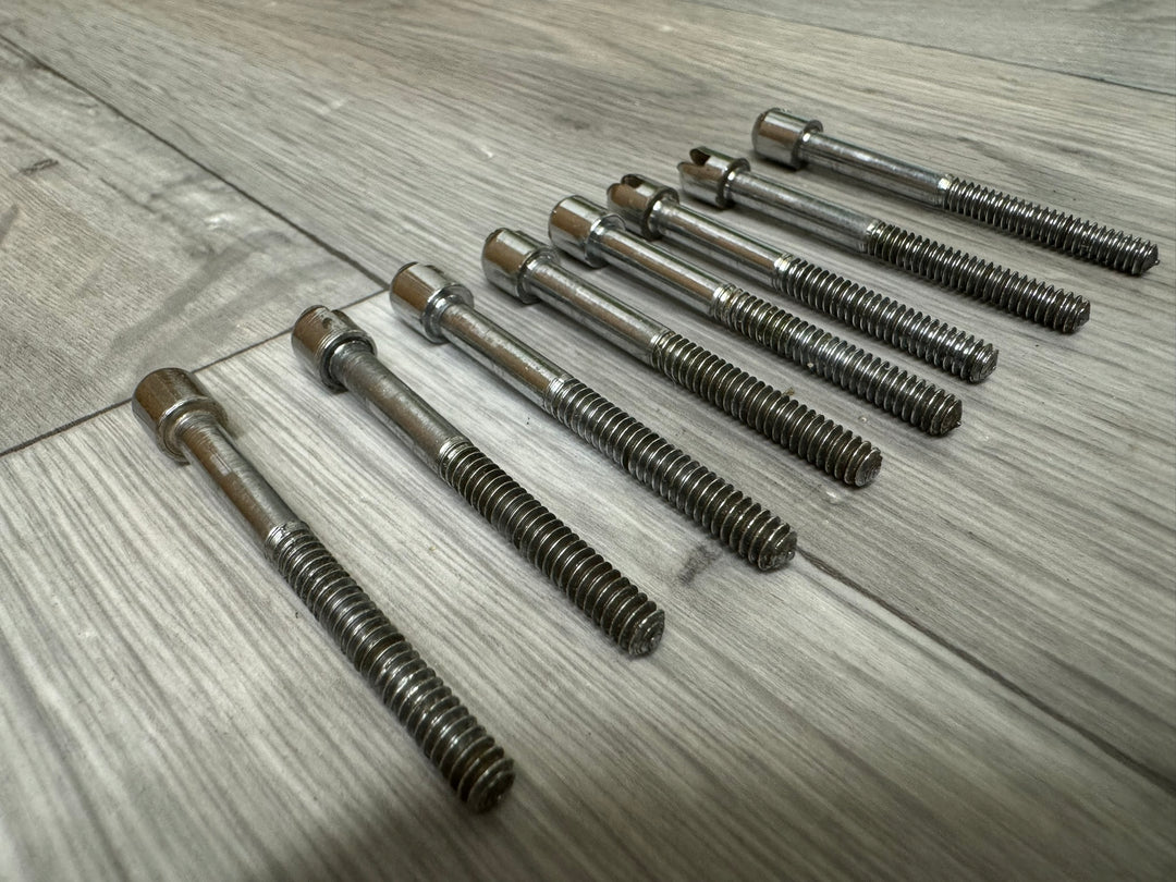 Vintage Slot Drum Tension Rods 60mm Screws / Hardware Spares x8 #VR123