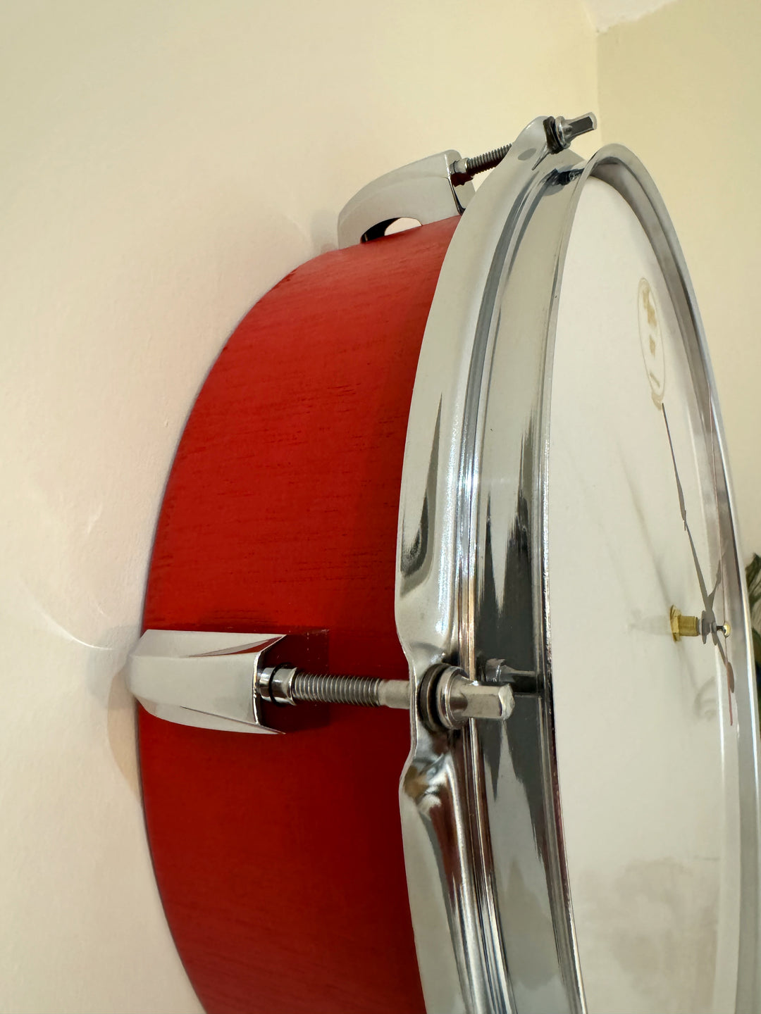 Evans Drum Clock / Wall Feature 12" Drum Clock / Red / Upcycle