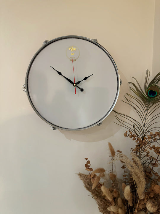 Evans Drum Clock / Wall Feature 12" Drum Clock / Red / Upcycle