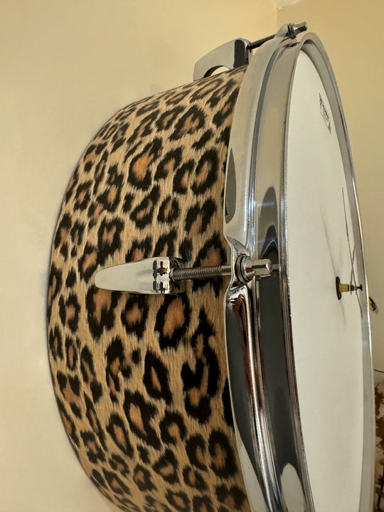 Aquarian Drum Clock / Wall Feature 16" Drum Clock / Leopard Print / Upcycle