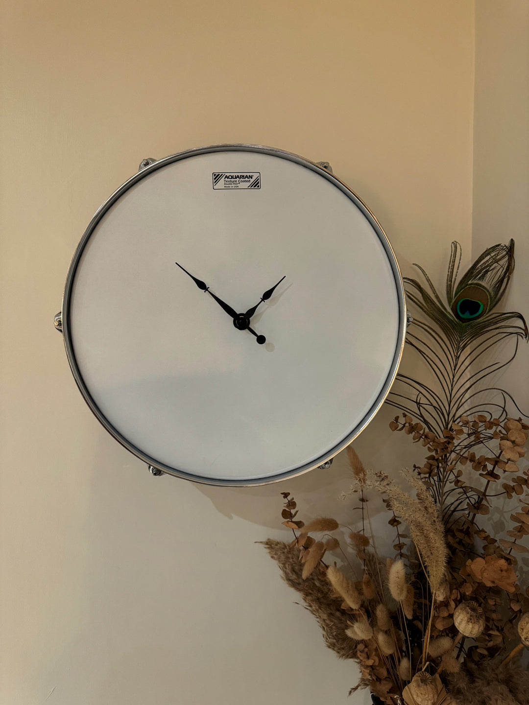 Aquarian Drum Clock / Wall Feature 16" Drum Clock / Leopard Print / Upcycle