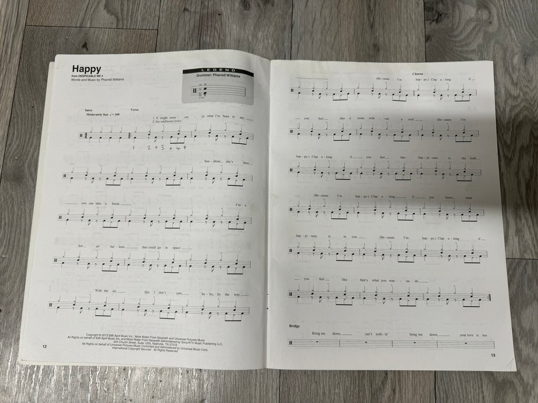 Drum Book Rock Songs for Kids / Play Along Music Notation