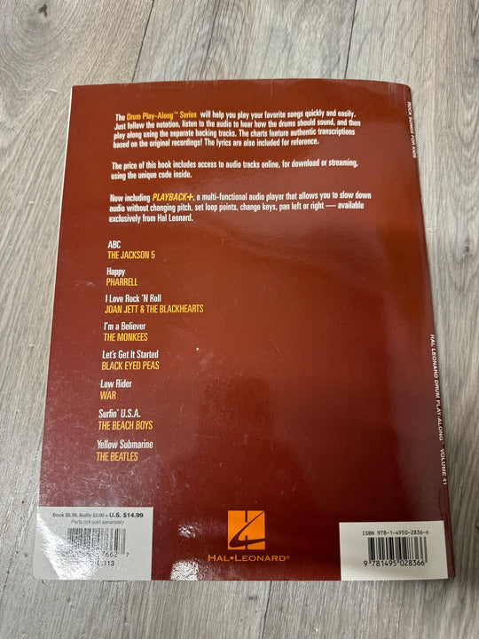 Drum Book Rock Songs for Kids / Play Along Music Notation