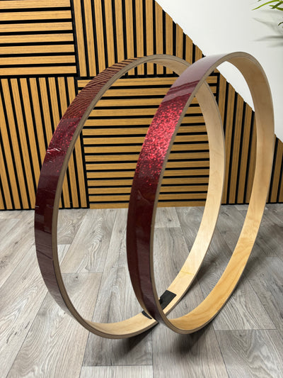 Natal Bass Drum 22” Wooden Hoops Rims Hardware / Red Sparkle #OX92