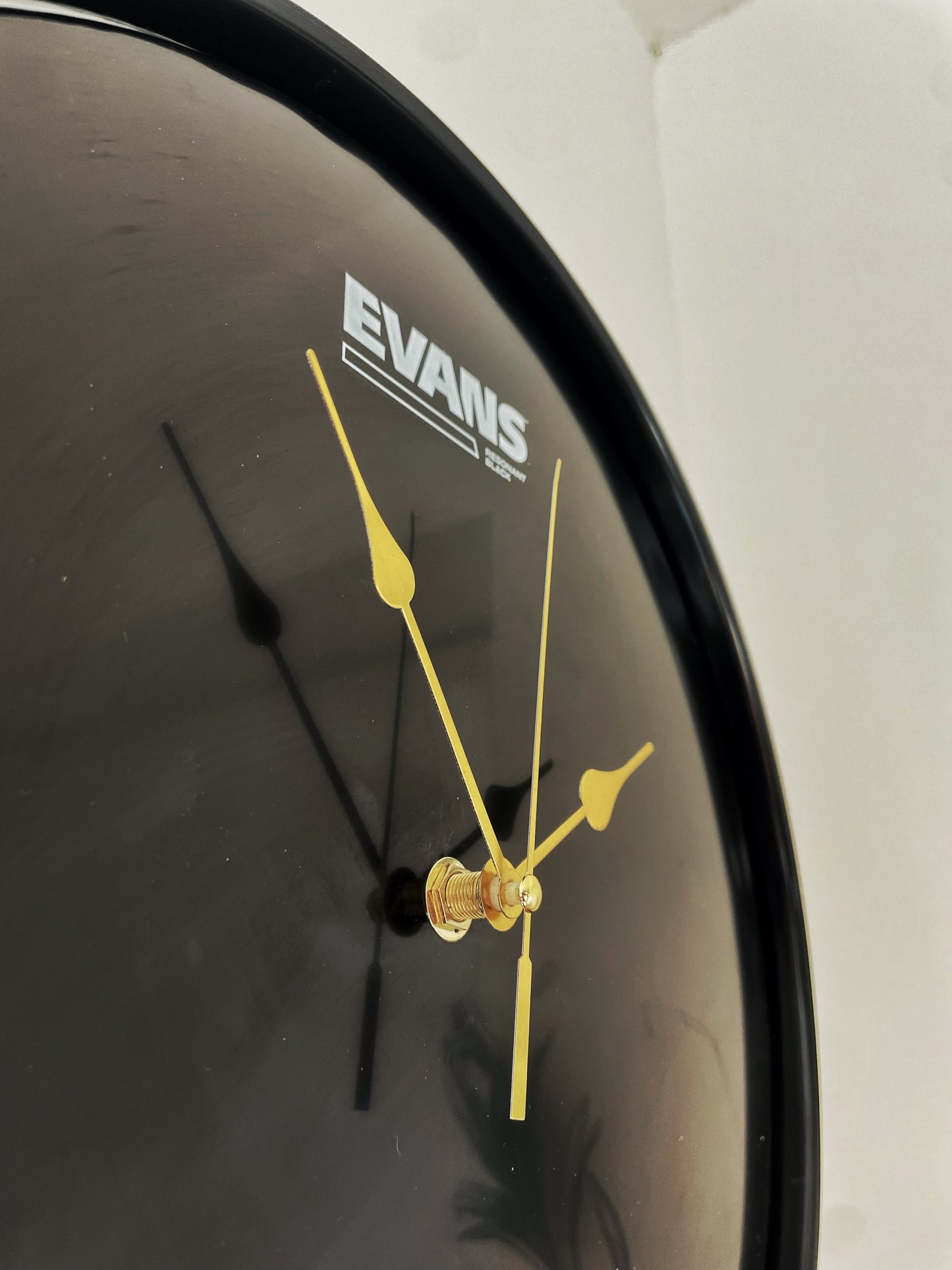 EVANS Drum Clock / Wall Mounted 12” Drum Clock / Black / Upcycled Drum / Drum Kit
