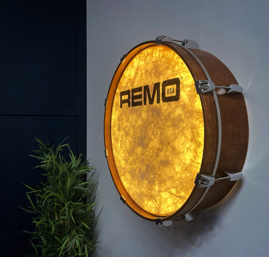 REMO Drum Wall Light / Wall Mounted 22” Feature Light / Rustic Light / Upcycled