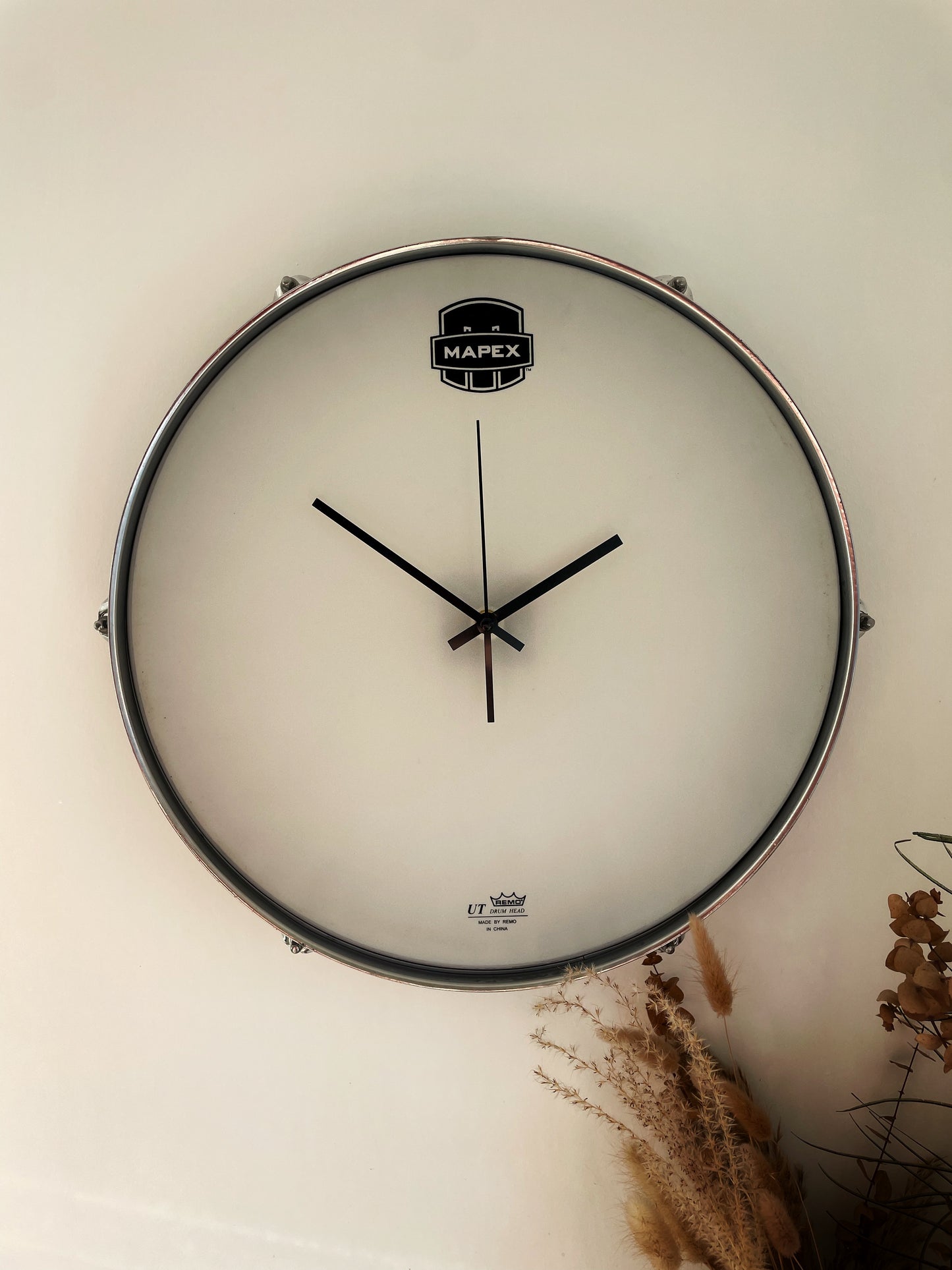 Mapex Drum Clock / Wall Mounted 16” Drum Clock / Black / Upcycled Drum / Drum Kit