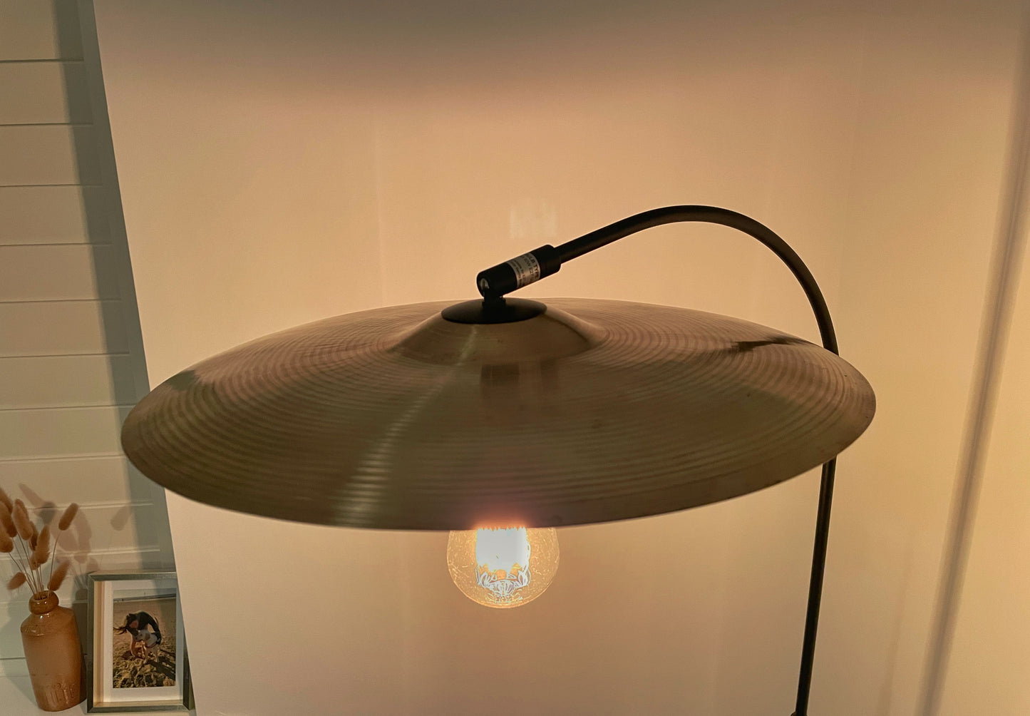 Cymbal Floor Lamp / Drum Lamp / Drum Cymbal Lamp / Matt Black Lamp / Drum Upcycle